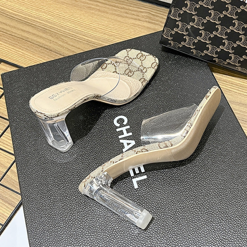 Women's Summer Wear Transparent Fashion High Chunky Sandals