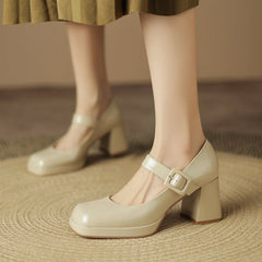 Myisha Square Toe Block Heels Mary Jane Shoes