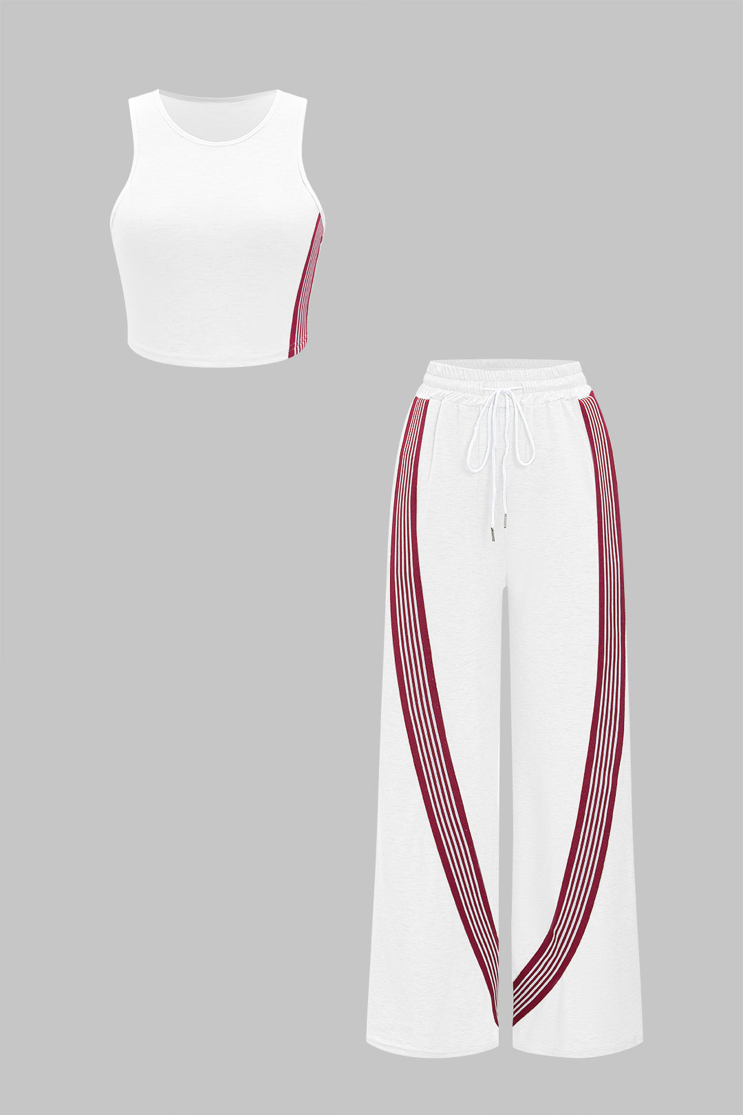 Stripes Tank Top And Wide Leg Pants Set