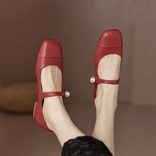 Messina Square Toe Block Heels Mary Jane Shoes