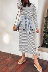 Casual Long Sleeves Striped Dress