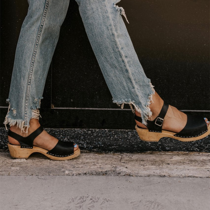 Stitching Wood Heel Sandals