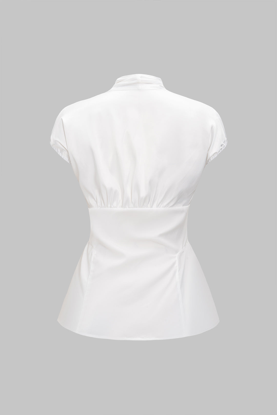 V-Neck Button Satin Short-Sleeve Shirt