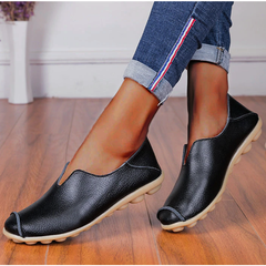 Cilool Casual Flat Heel Cow Tendon Low Top Closed Toe Slip On Comfortable Work Shoes