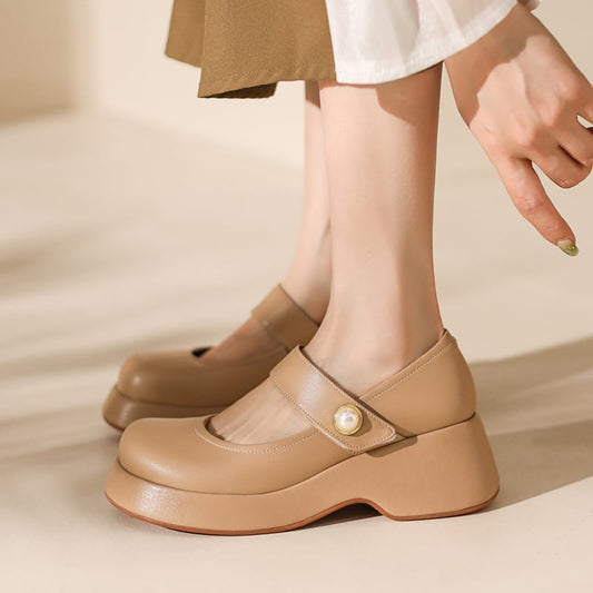 Gloria Round Toe Flatforms Mary Jane Shoes
