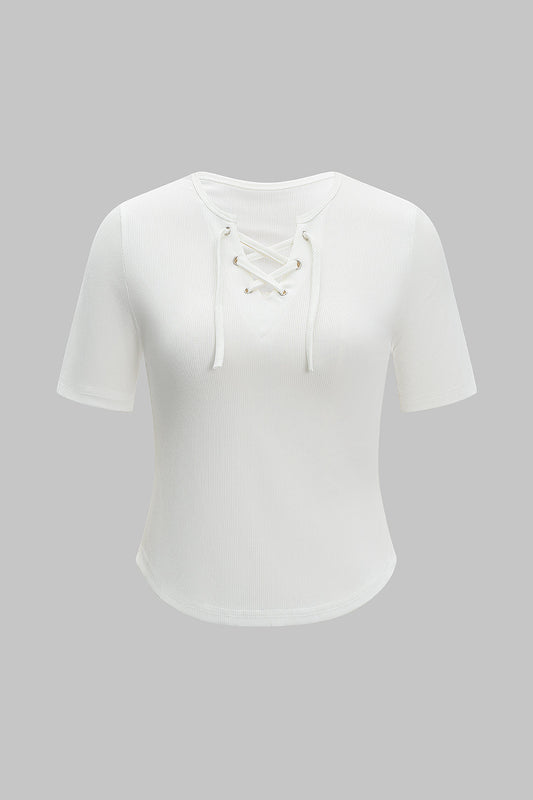 Strappy Tie-Up Short Sleeve T-Shirt