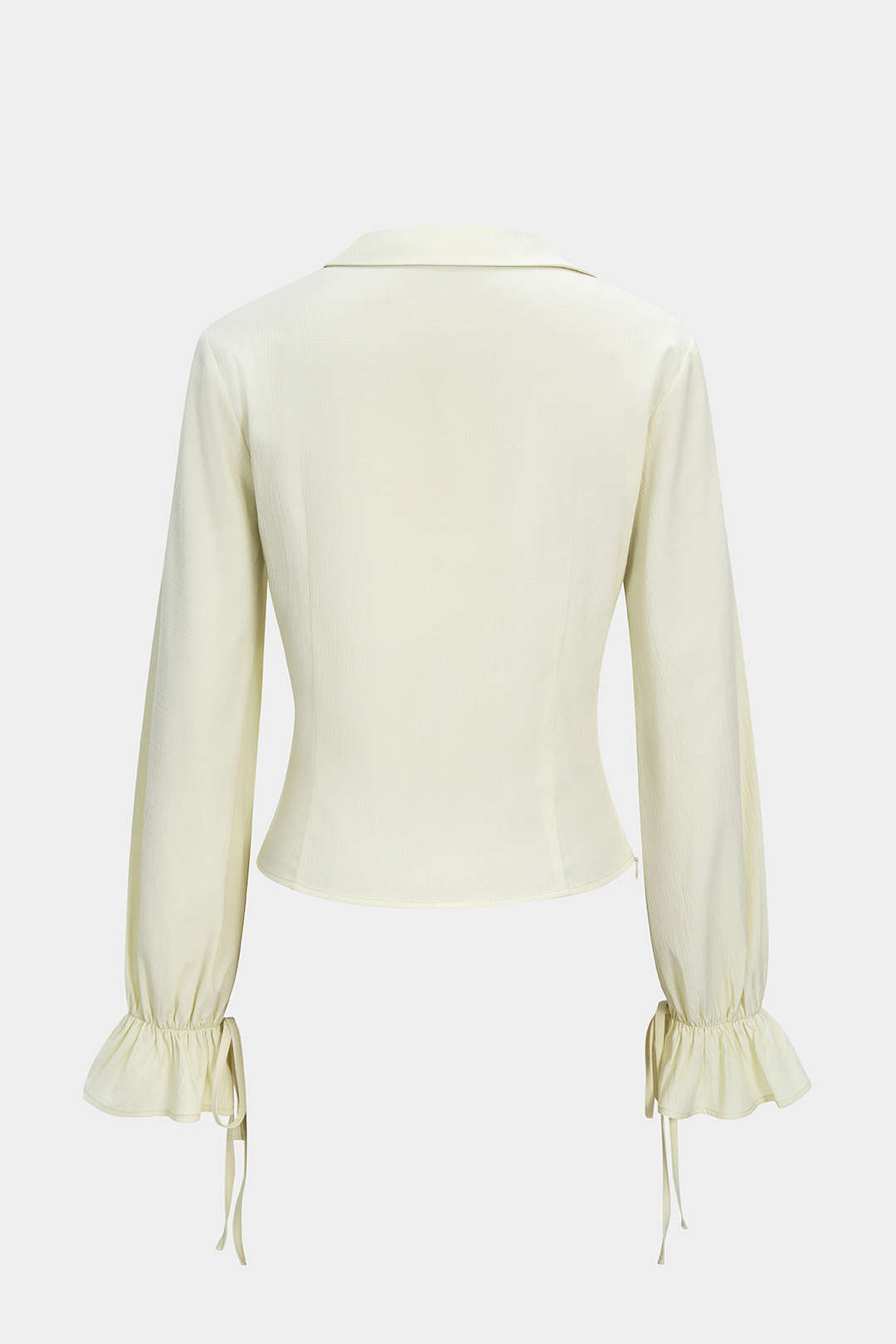 Tie Front Ruched Drawstring Long-Sleeve Shirt