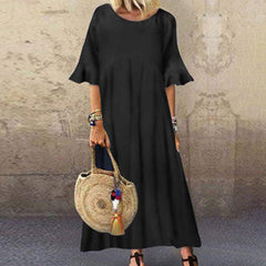 Classy Plain Short Sleeve Maxi Dress