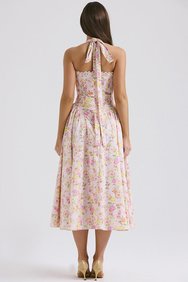 Adabella Cotton Halter Midi Sundress