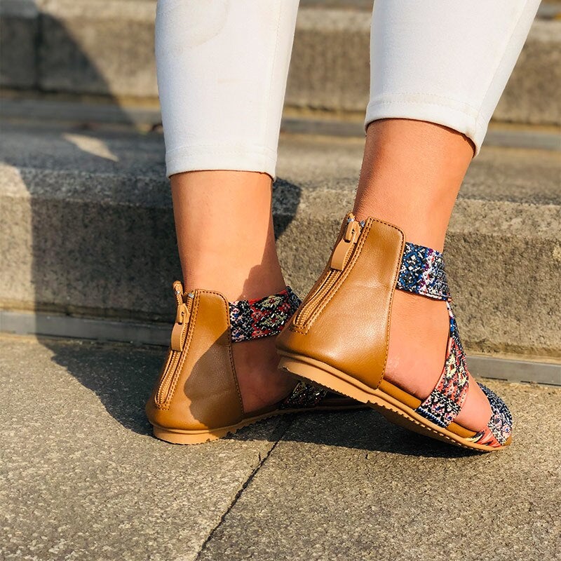 Women's Flat Sandals  Summer Clip Toe Retro Ladies Shoes