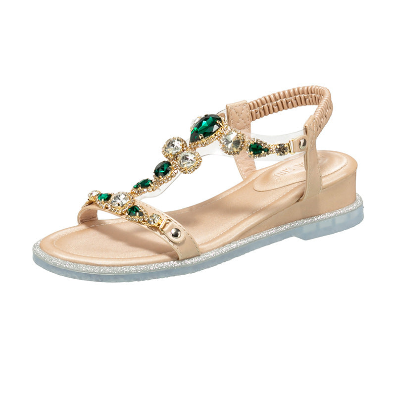 Women's Style Roman Round Toe Open Strap Waterproof Sandals