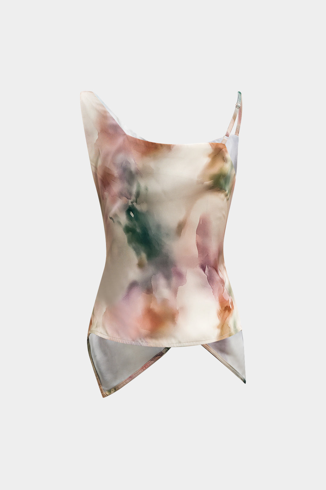 Watercolor Print Satin Cami Top