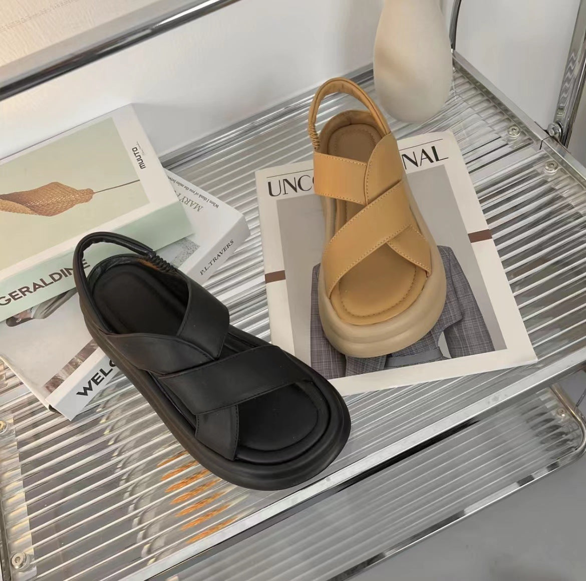 Women's Summer Fashion Round Toe Elastic Band Sandals