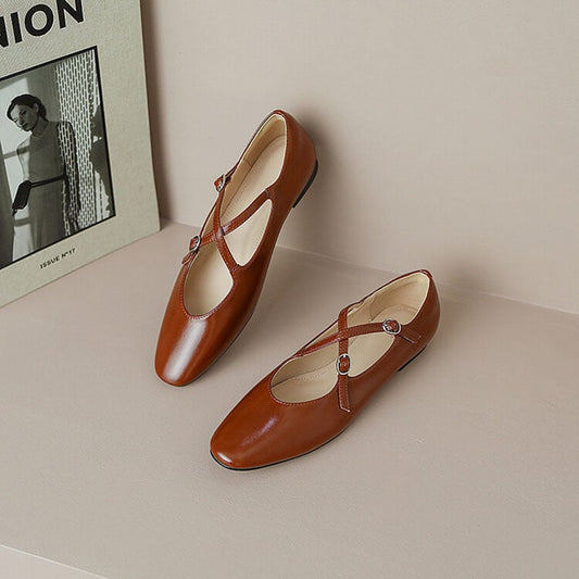 Estaquia Square Toe Block Heels Mary Jane Shoes