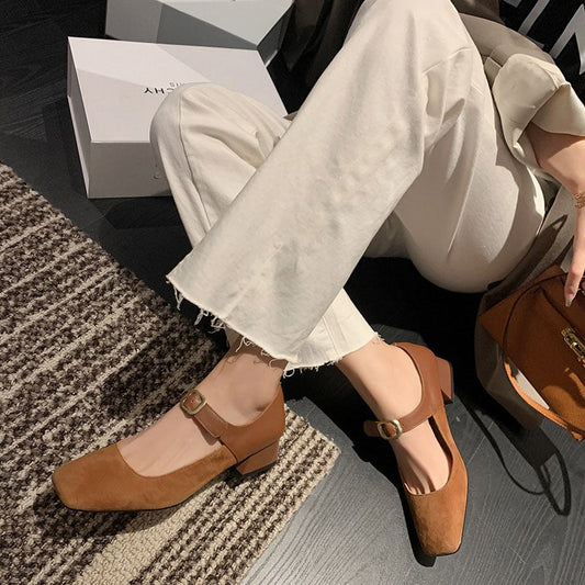 Jamira Square Toe Block Heels Mary Jane Shoes
