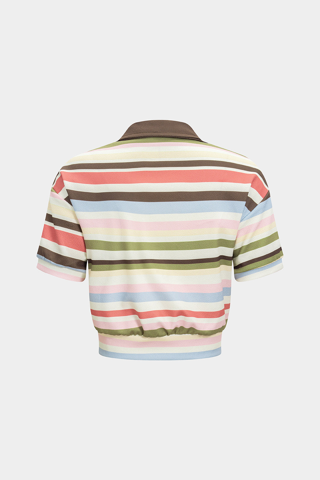 Stripes Print Patchwork Short Sleeve T-Shirt