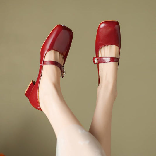 Mckell Square Toe Block Heels Mary Jane Shoes