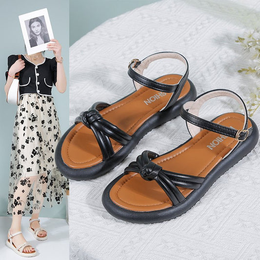 Women's Summer Beach Buckle Flat Peep Toe Sandals