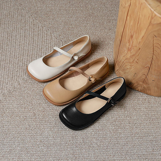 Tama Square Toe Block Heels Mary Jane Shoes
