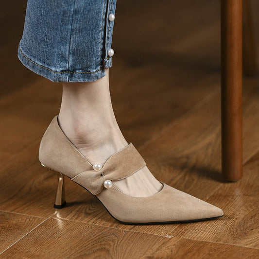Venessa Pointy Toe Kitten Heels Mary Jane Shoes