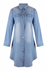 Buttoned Pockets Design Denim Dress