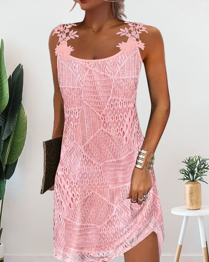 Solid color lace dress