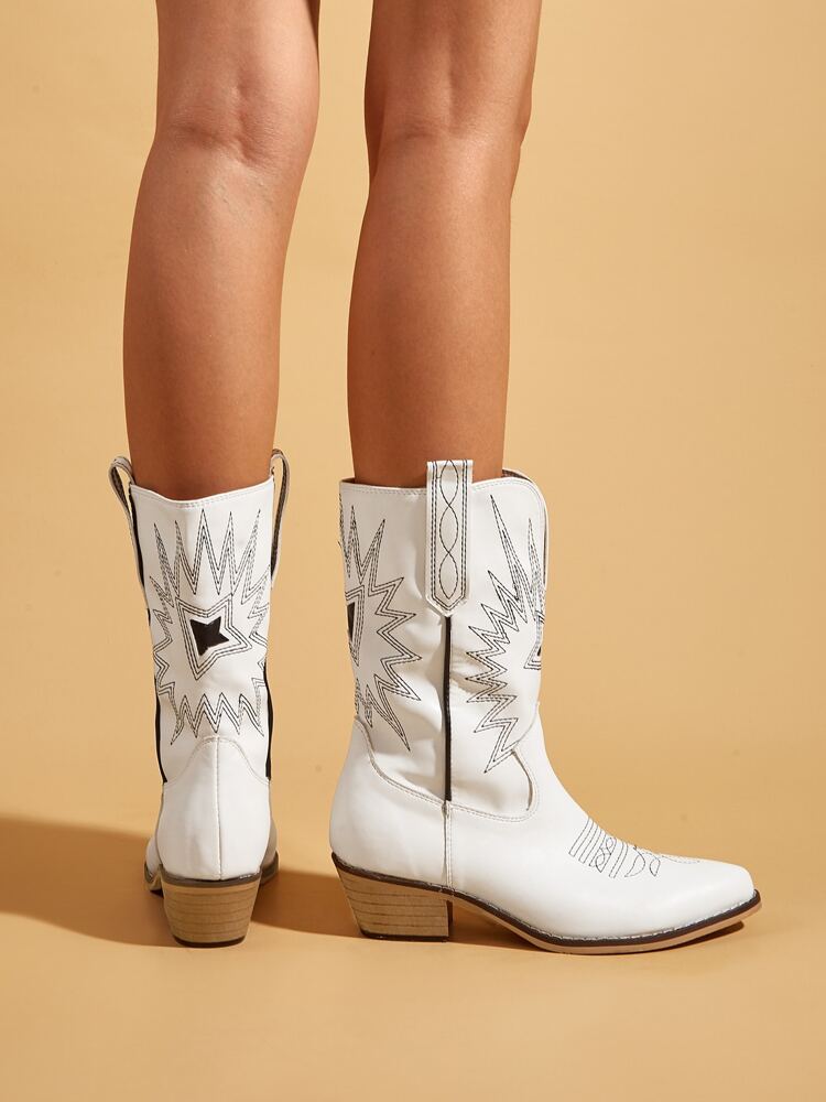 Graphic Chunky Western Boots
