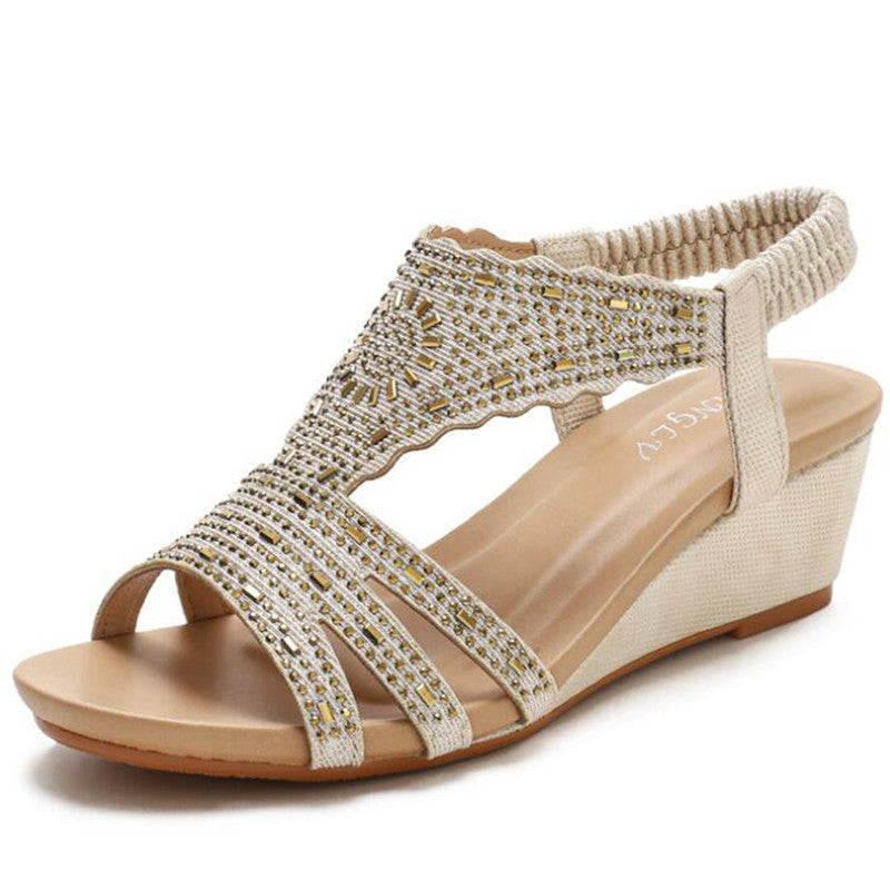 Women Wedges Sandals Bling High Heel Shoes