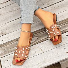 Women's Stylish Pearl Flat Summer Fashion Sandals