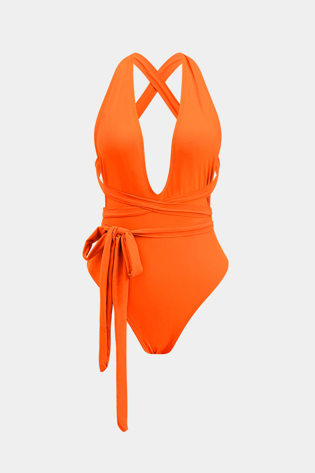 Tie Knot Crossed Backless One-Piece Swimsuit