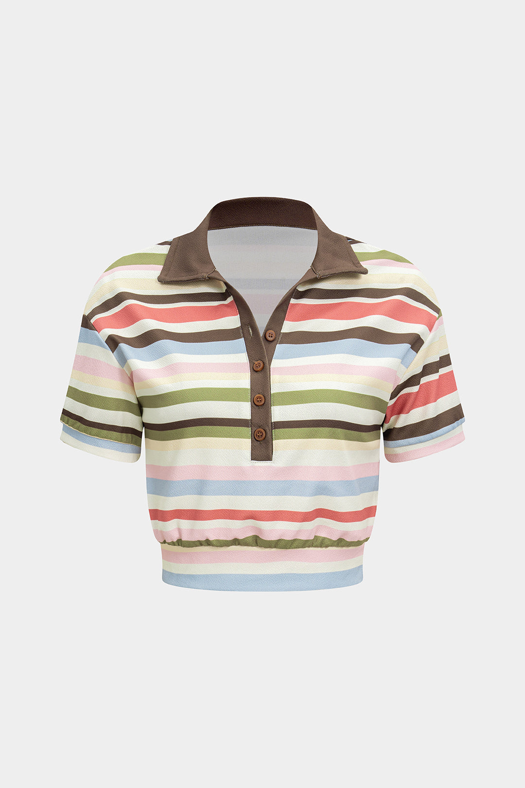 Stripes Print Patchwork Short Sleeve T-Shirt