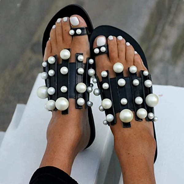 Fashion Pearl Flat Comfort Slippers