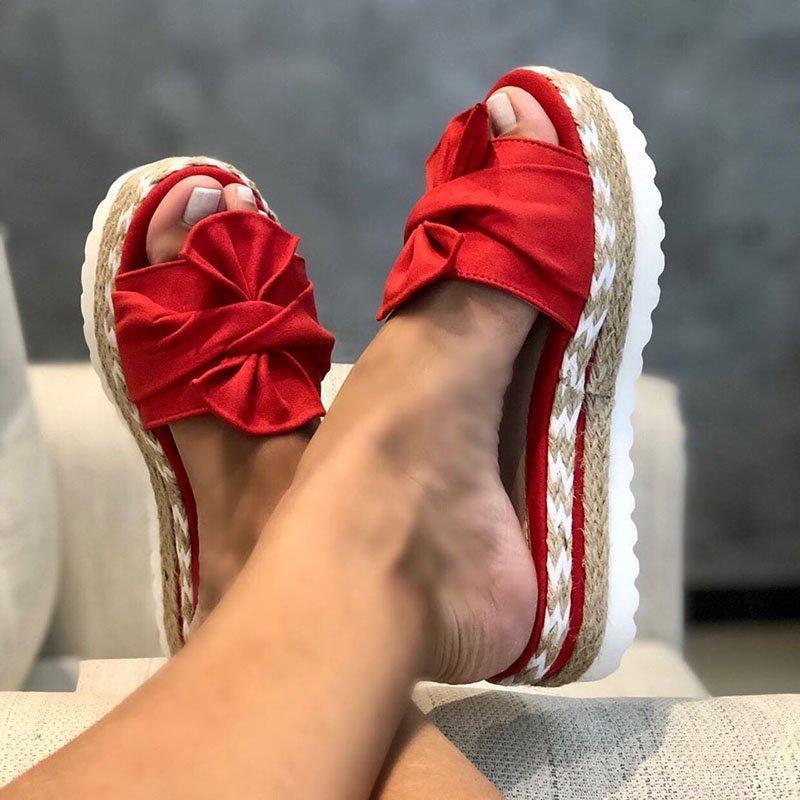 Bowknot Wedge Heel Platform Sandals Slippers