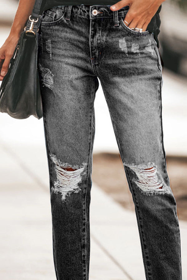 Denim Distressed Pants