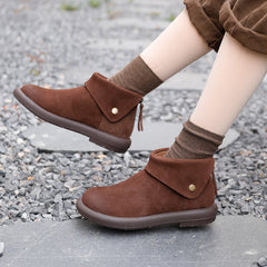 Casual Boots For Women Leather Handmade Soft Ankle Booties Brown/Black/Khaki