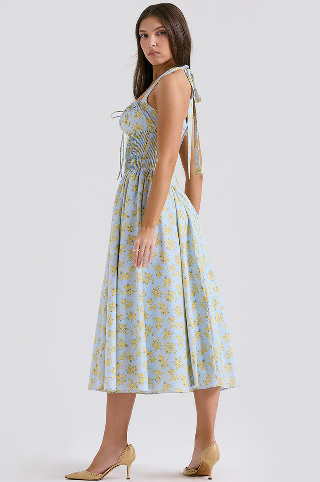 Adabella Cotton Halter Midi Sundress