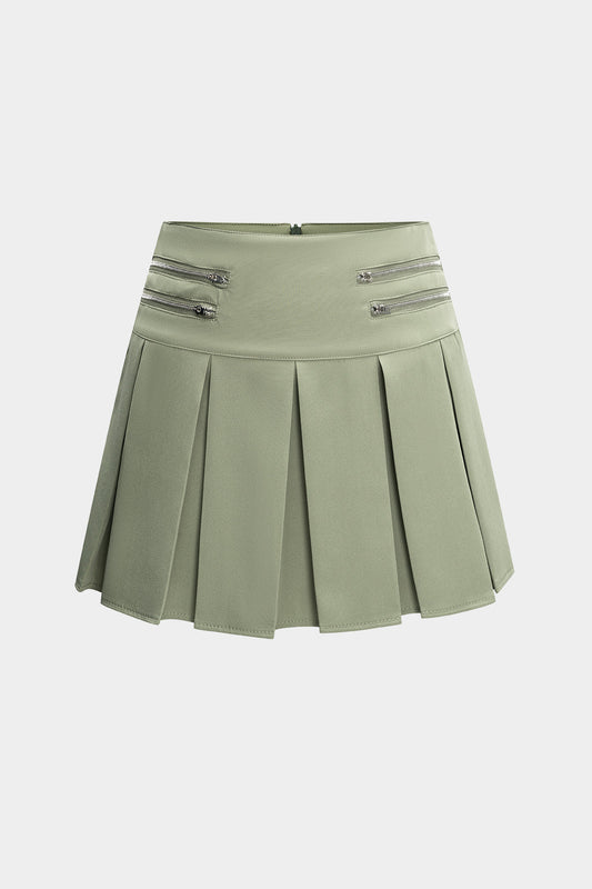 Zipper Detail Ruched Skirt