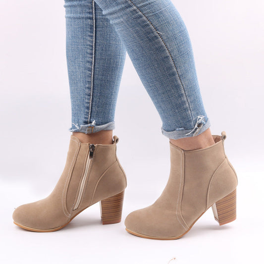 Thick Scrub Suede Leather Ankle Boots