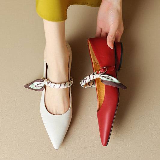 Jaclynn Pointy Toe Block Heels Mary Jane Shoes