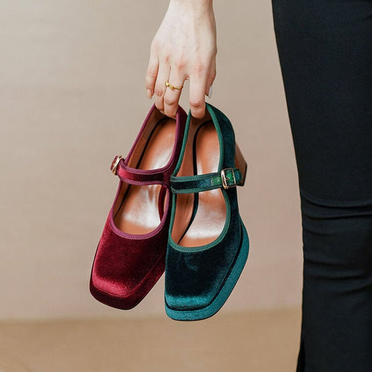 Fermina Square Toe Block Heels Mary Jane Shoes