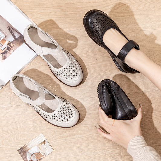 Women's Breathable Closed Toe Hole Genuine Soft Bottom Sandals