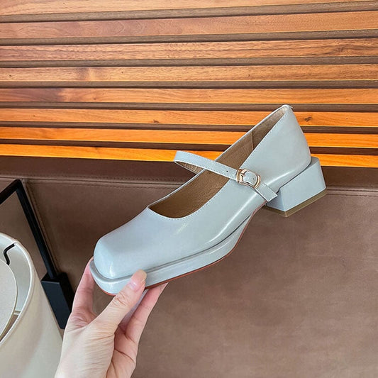 Jakolyn Square Toe Block Heels Mary Jane Shoes