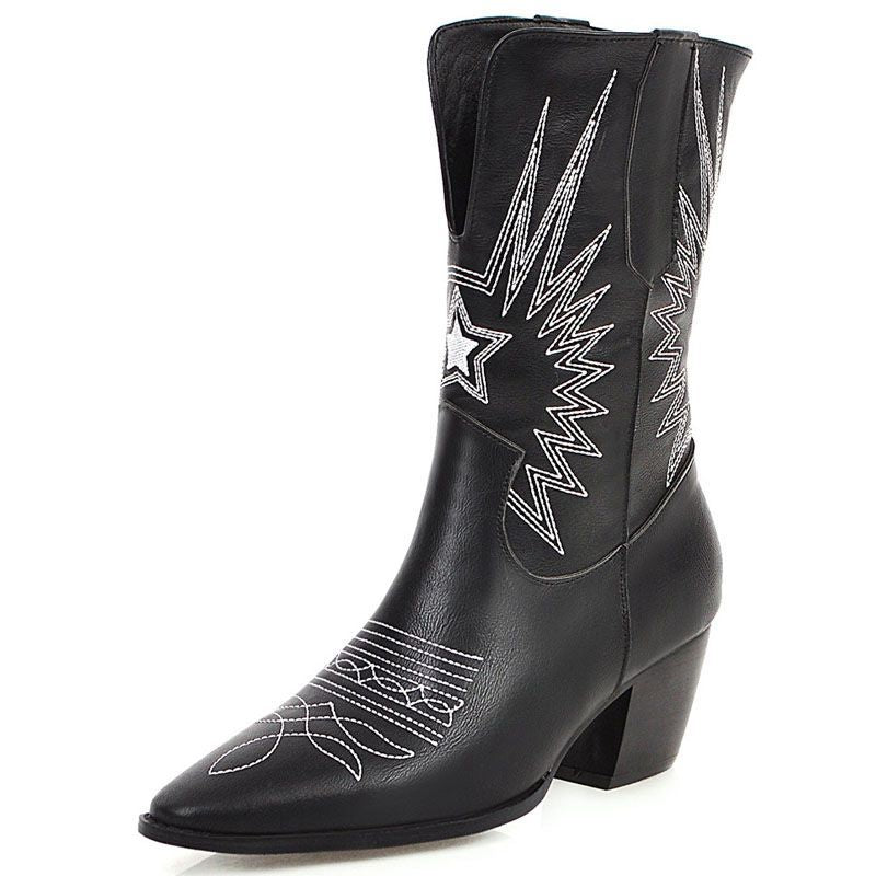 Graphic Chunky Western Boots