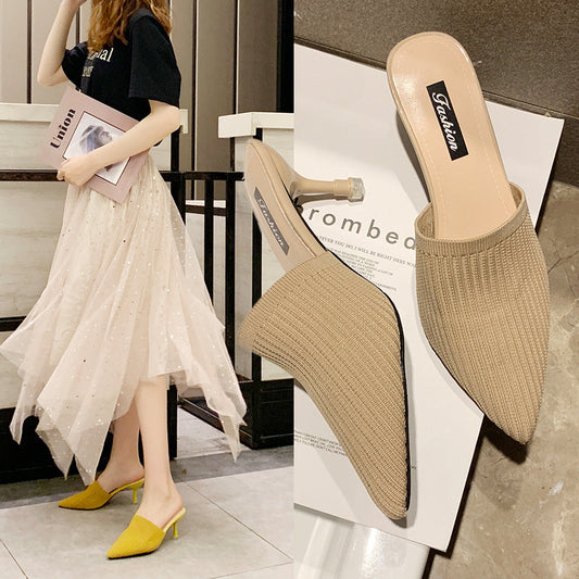 Women's Weave Vintage Half Pointed Toe Cap Sandals