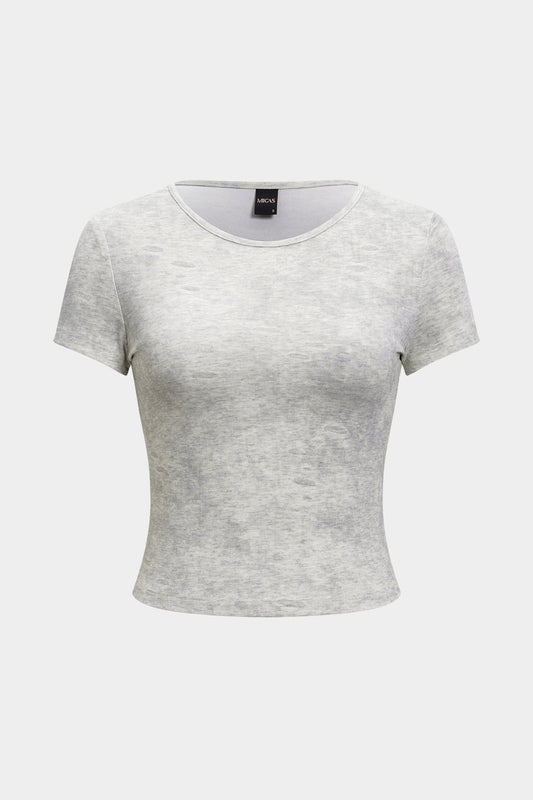 Washed Round Neck Short Sleeve T-Shirt