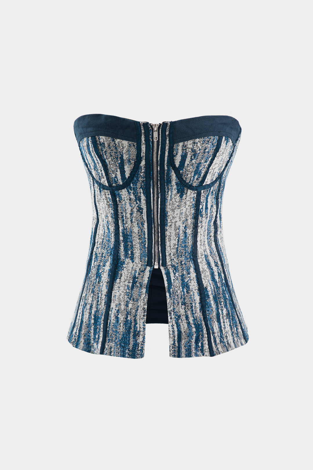 Zip Front Strapless Corset Top