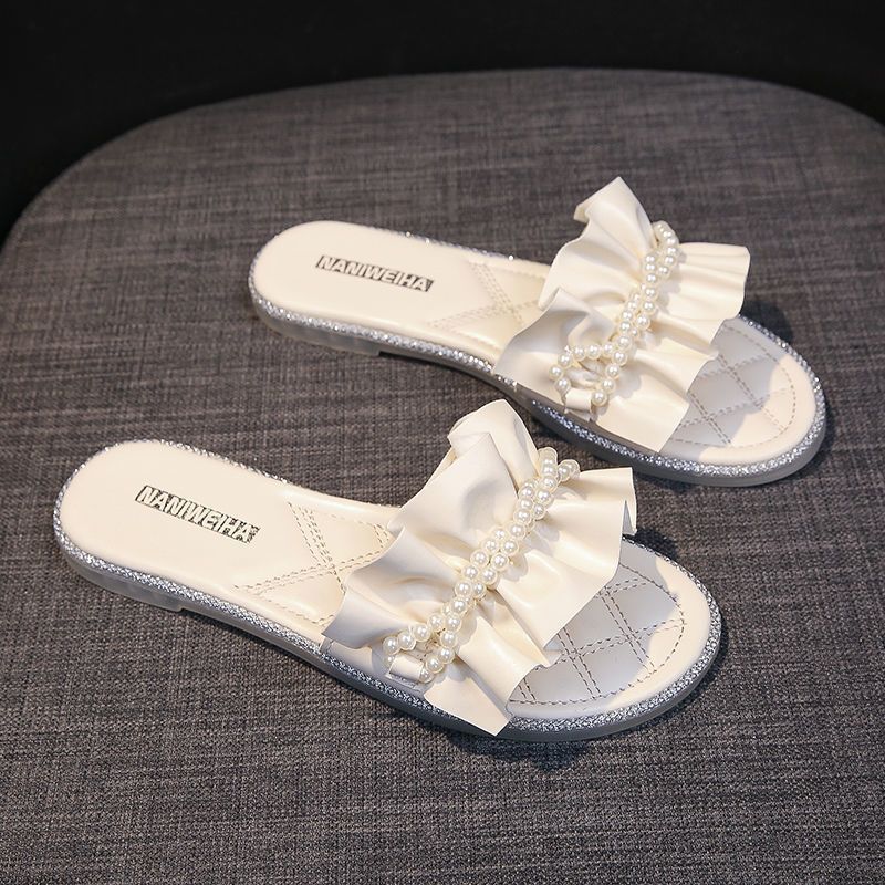 Women's Pearl Rhinestone Summer Outdoor Fashion Flat Sandals