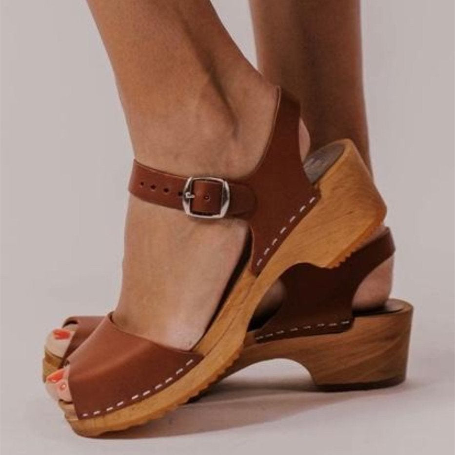 Stitching Wood Heel Sandals