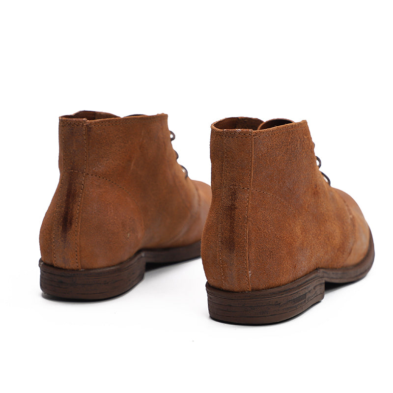 Oxfords For Women Lace Up Flat Sole Ankle Boots Handmade Matte Leather Boots Coffee/Brown