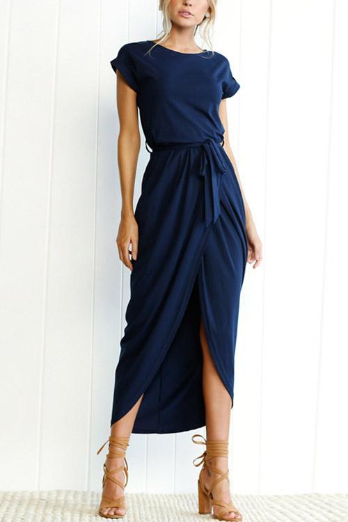 Casual Fashion Belt Long Dress